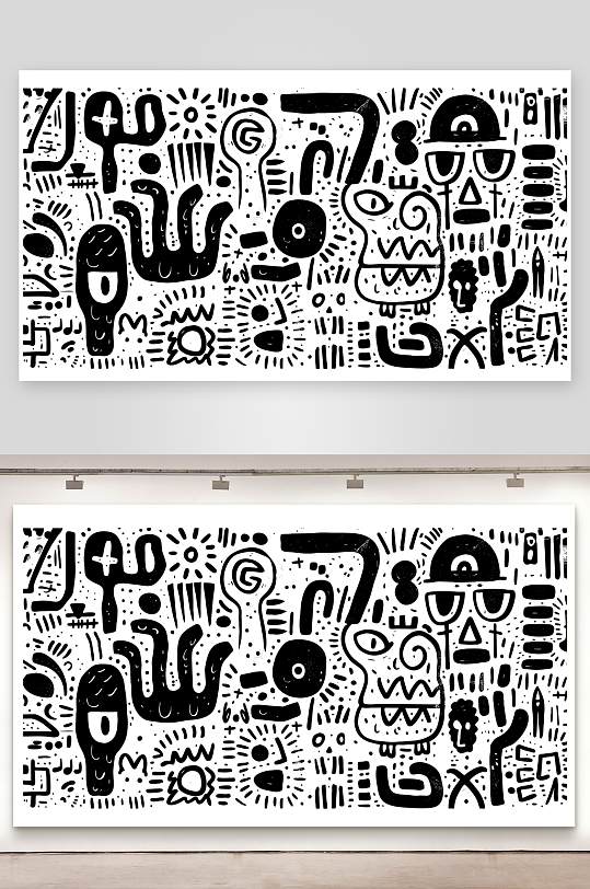 创意矢量线条涂鸦背景-众图网