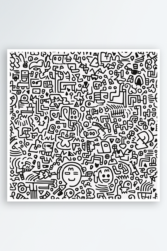 创意矢量线条涂鸦背景-众图网