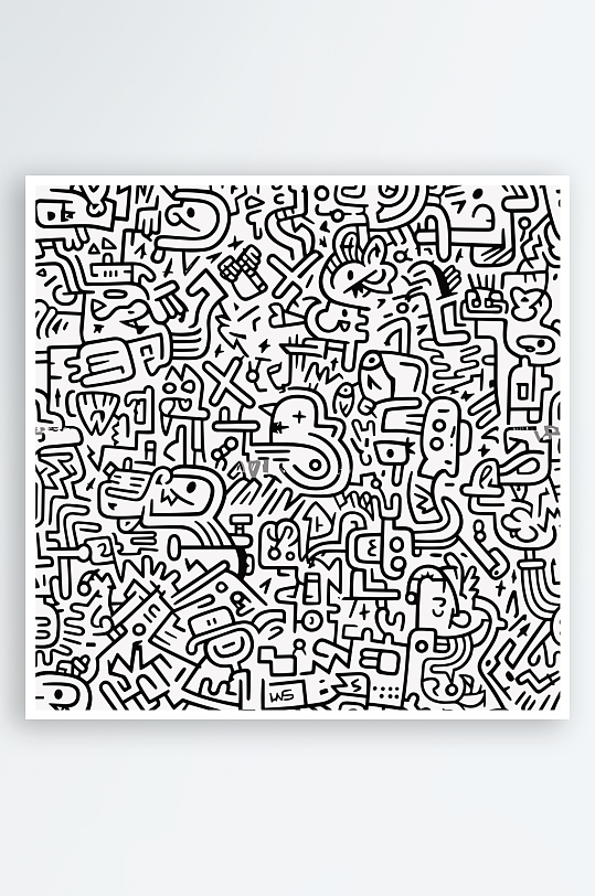 创意矢量线条涂鸦背景-众图网