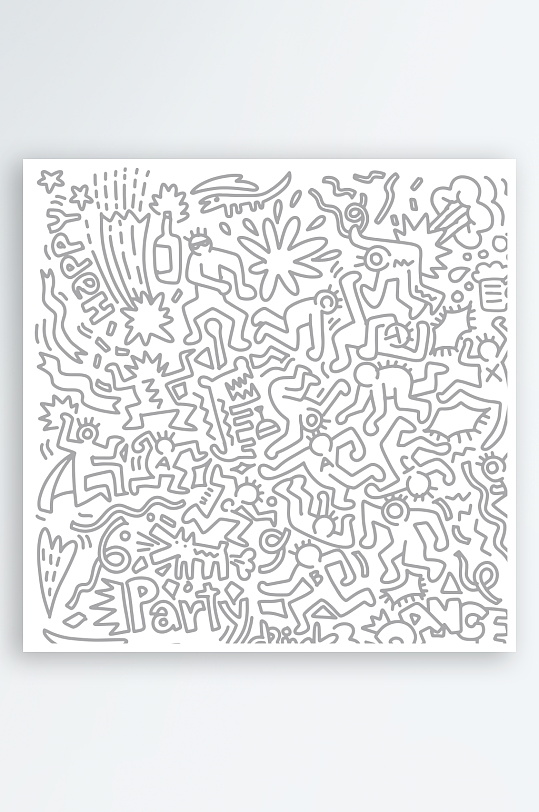 创意矢量线条涂鸦背景-众图网