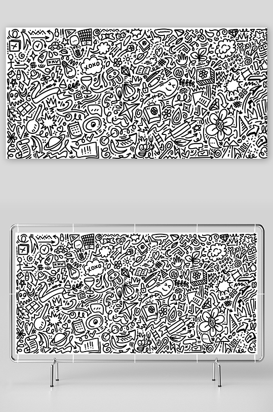 创意矢量线条涂鸦背景-众图网