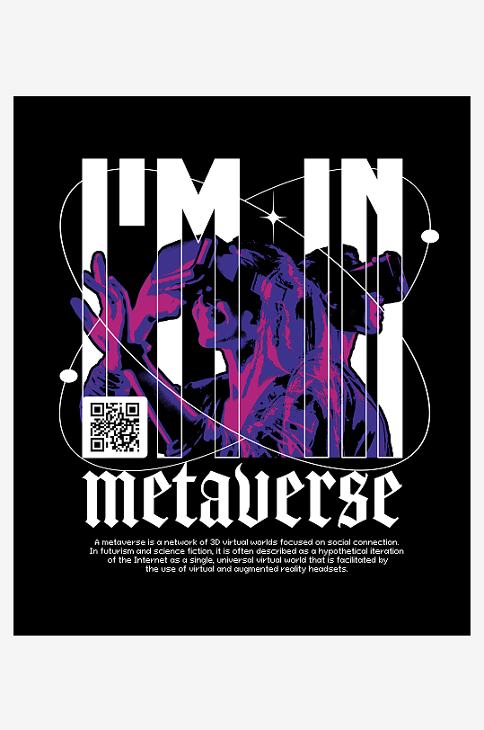 创意大气潮流黑暗印花元素-众图网