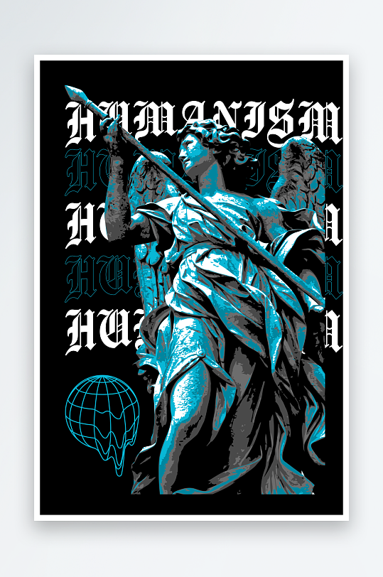 创意大气潮流黑暗印花元素-众图网