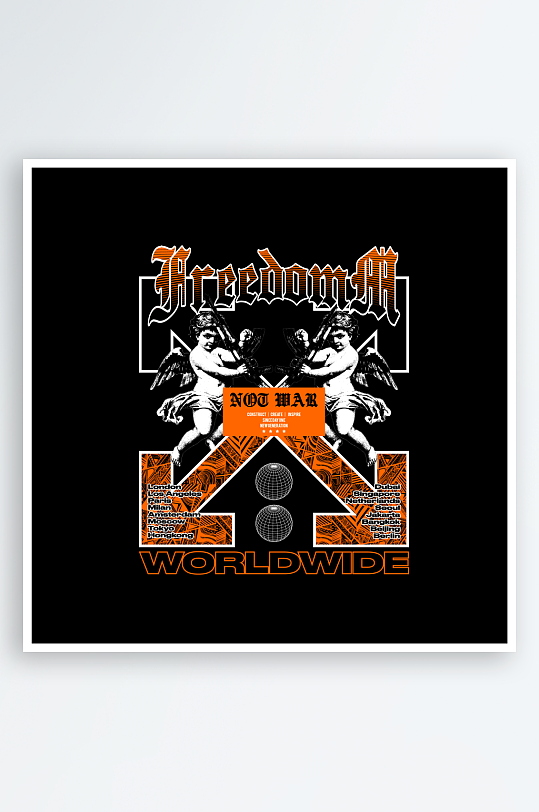 创意大气潮流黑暗印花元素-众图网