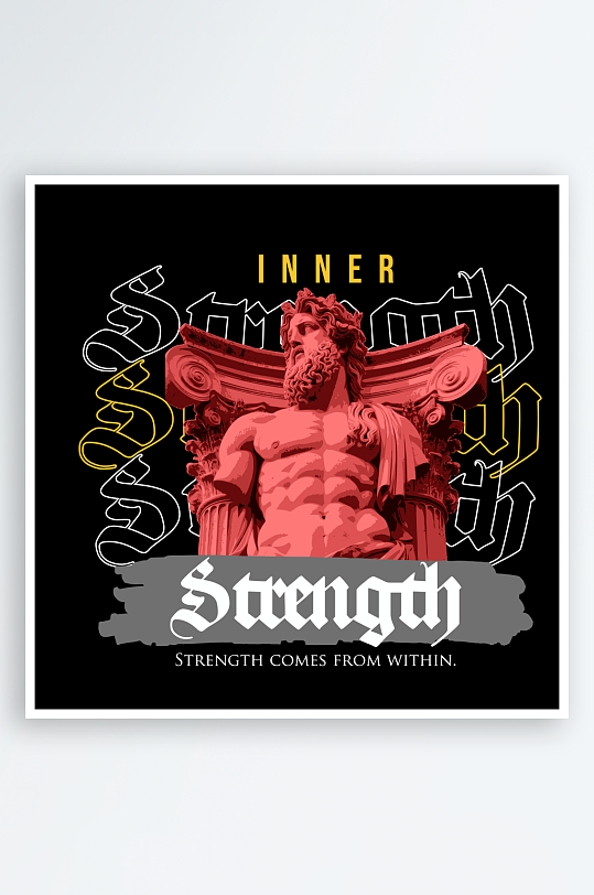 创意大气潮流黑暗印花元素-众图网