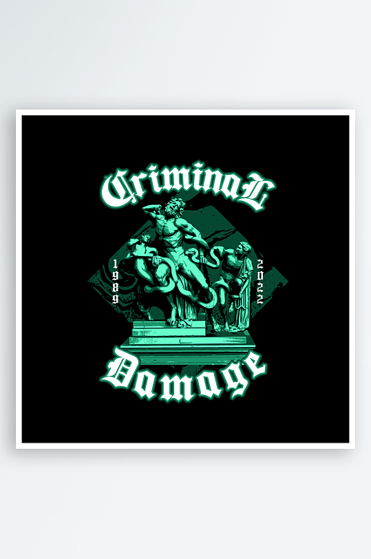 创意大气潮流黑暗印花元素-众图网