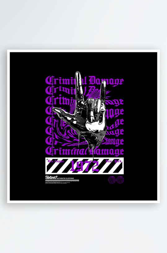 创意大气潮流黑暗印花元素-众图网