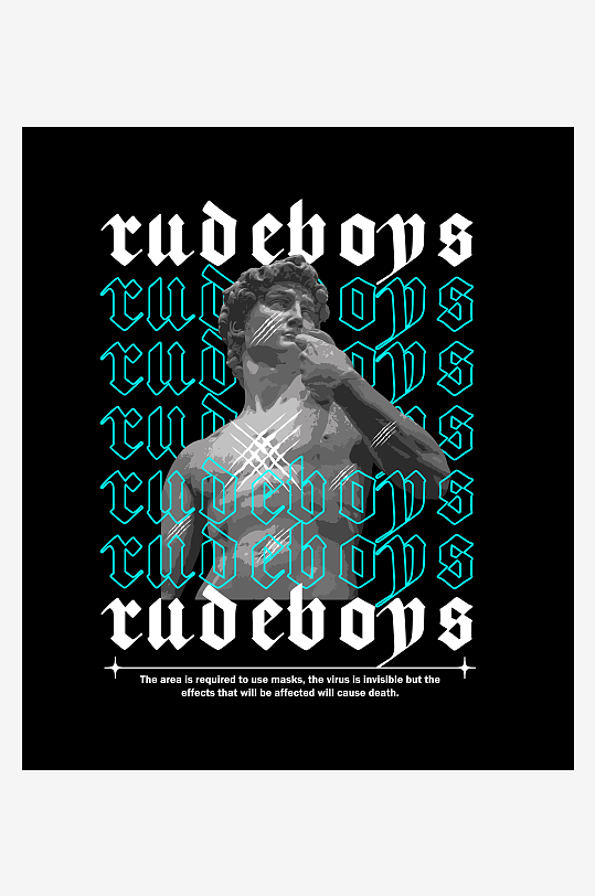 创意大气潮流黑暗印花元素-众图网