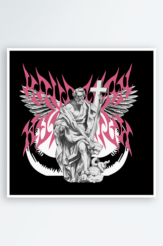 创意大气潮流黑暗印花元素-众图网