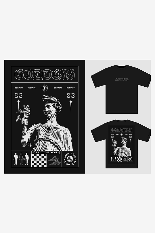 创意大气潮流黑暗印花元素-众图网