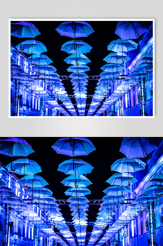 蓝伞艺术装置图片