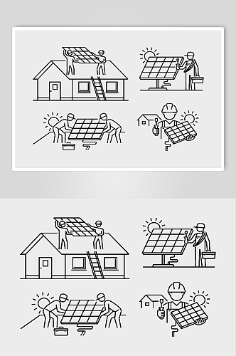 太阳能板安装插画