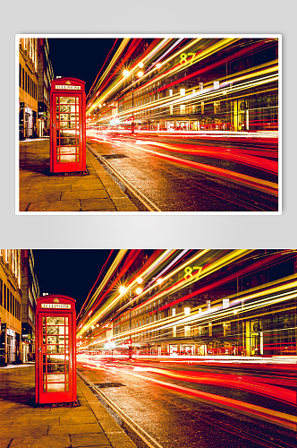 伦敦红色抽象灯和电话亭