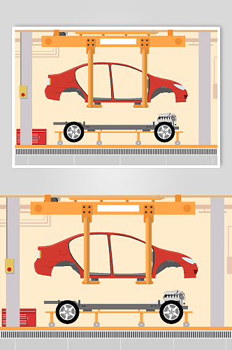 汽车生产车间矢量