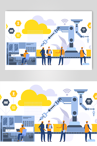 智造云工厂矢量图