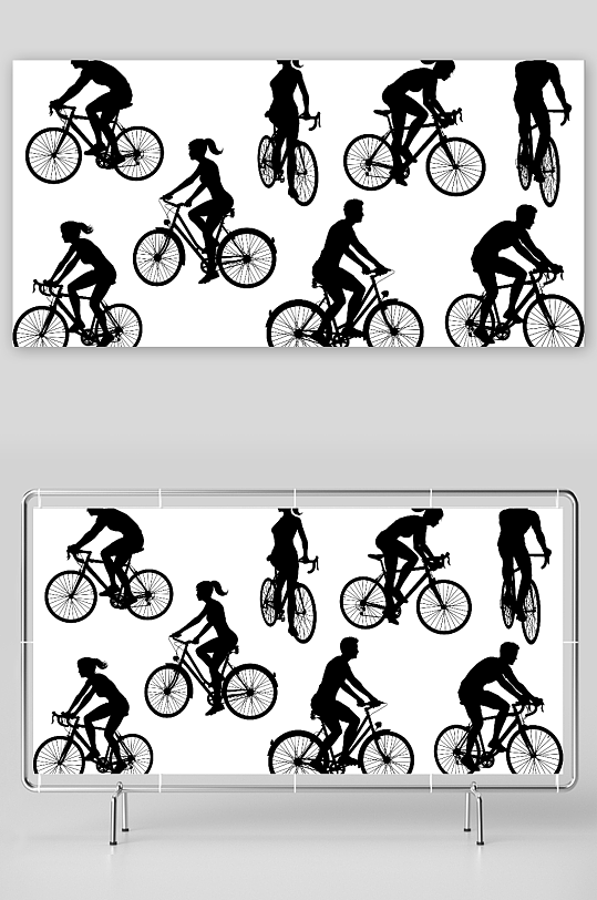 骑行自行车剪影图
