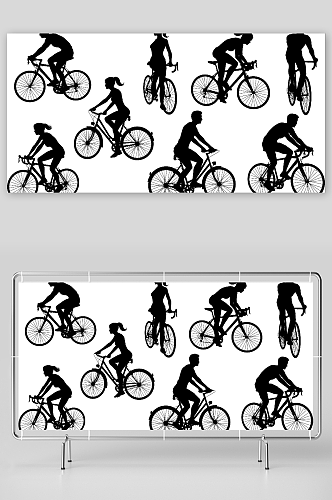 骑行自行车剪影图