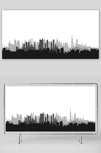 城市建筑矢量剪影图