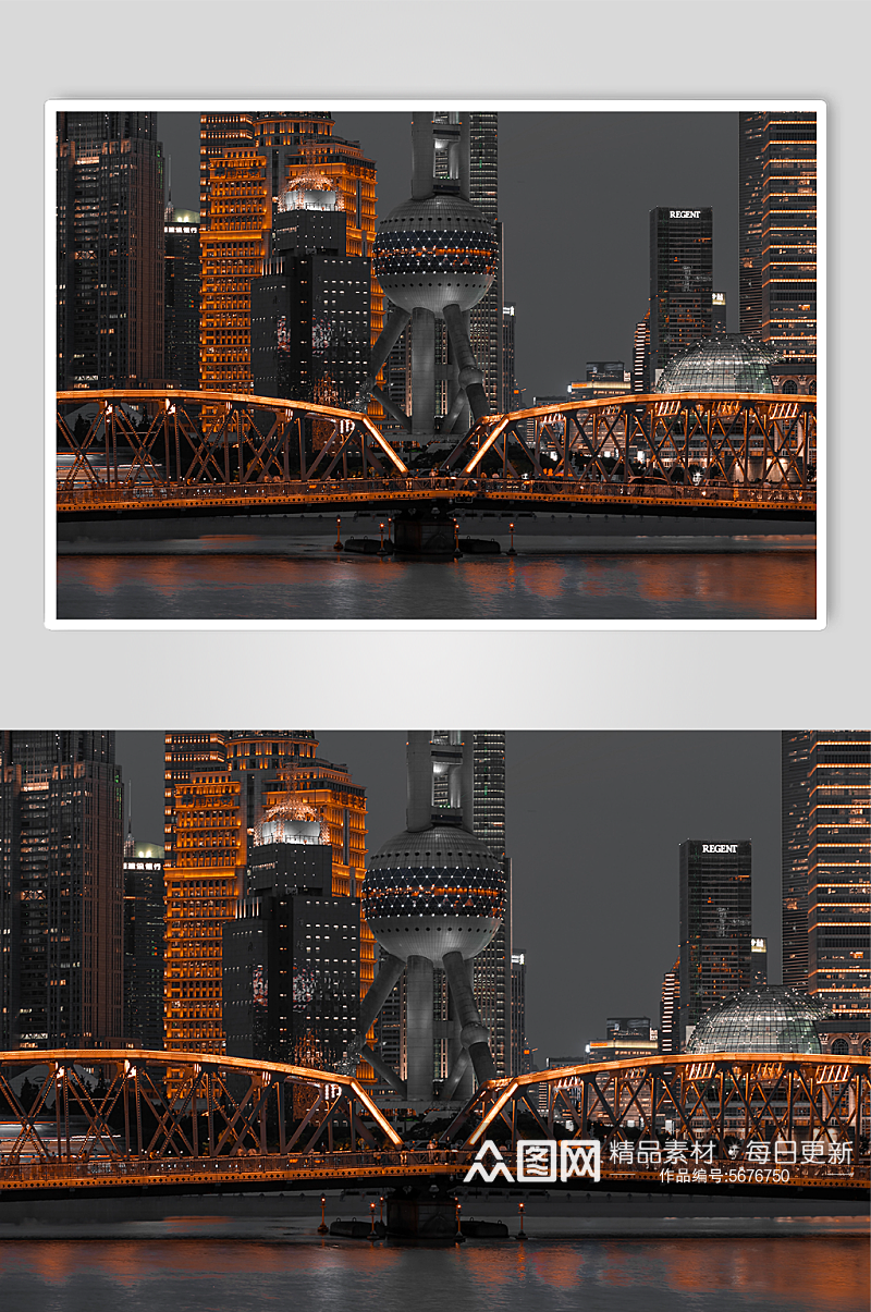 上海外白渡桥夜景素材