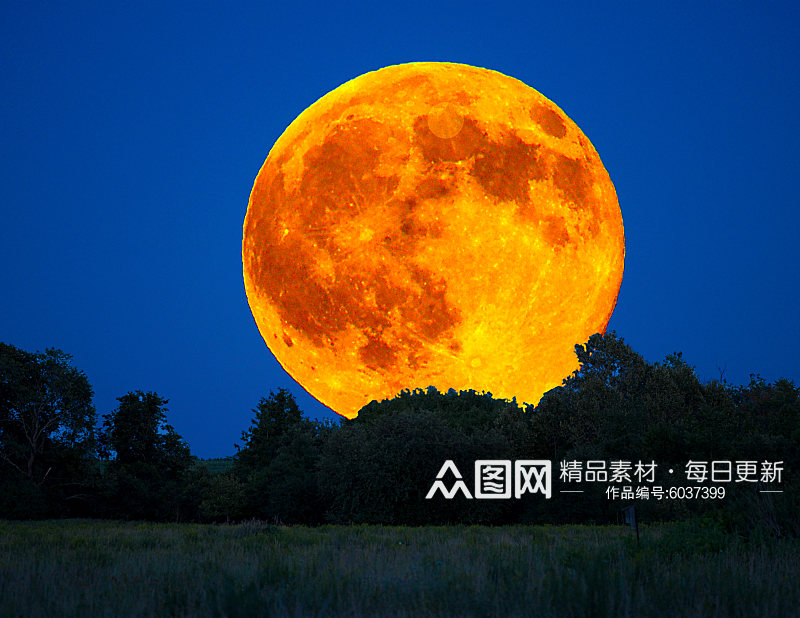 橙色月亮特写高清图素材