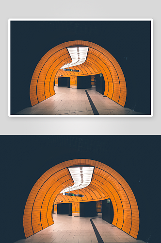 慕尼黑地铁站的橙色隧道