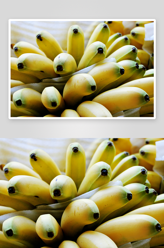 桌子上放着一串黄色香蕉果实