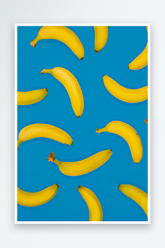 蓝色表面上的黄色香蕉果实