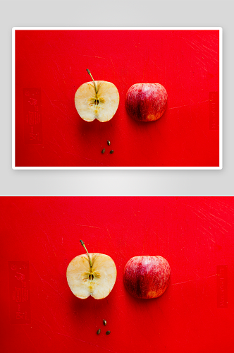 红色背景上的红苹果