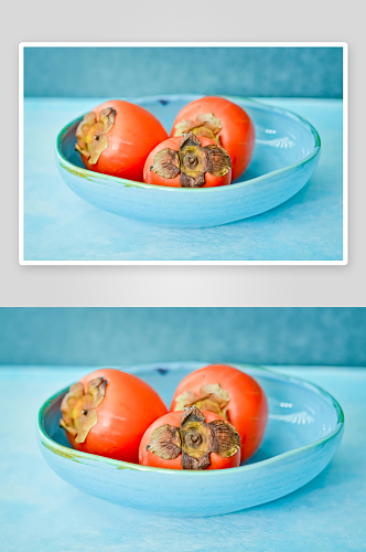 红色柿子果实高清摄影图