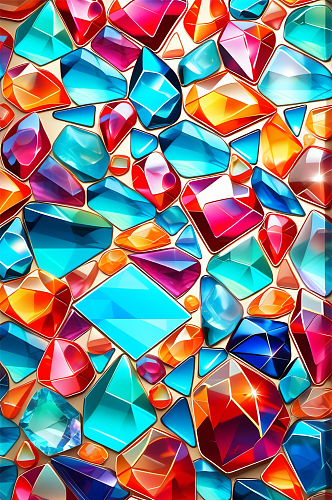 数字艺术彩色玻璃拼花背景