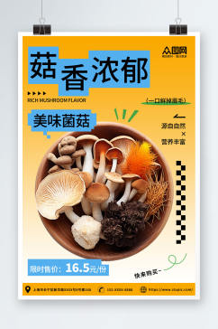 渐变蘑菇菌菇蔬菜海报