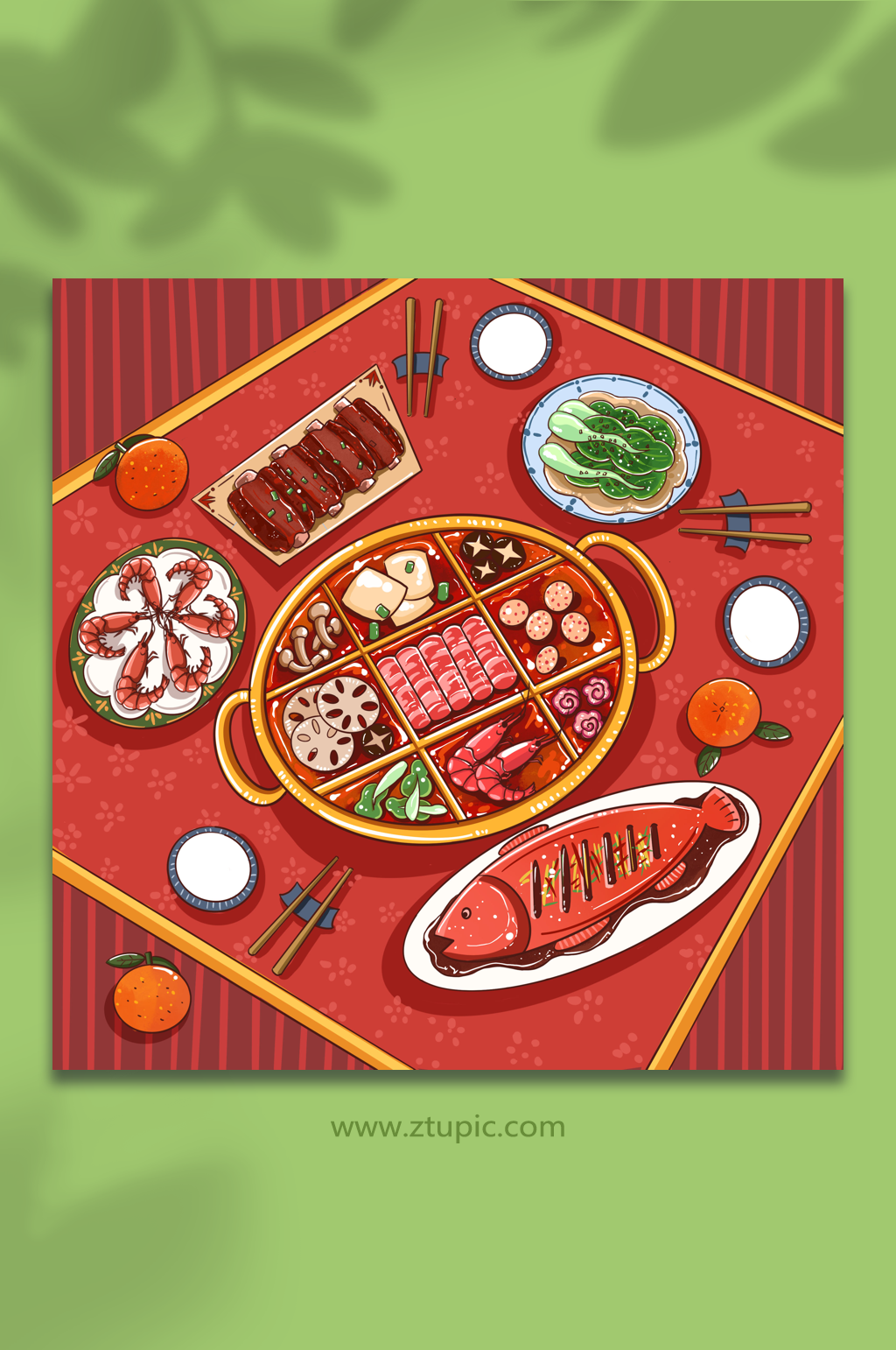 春节食物画画图片