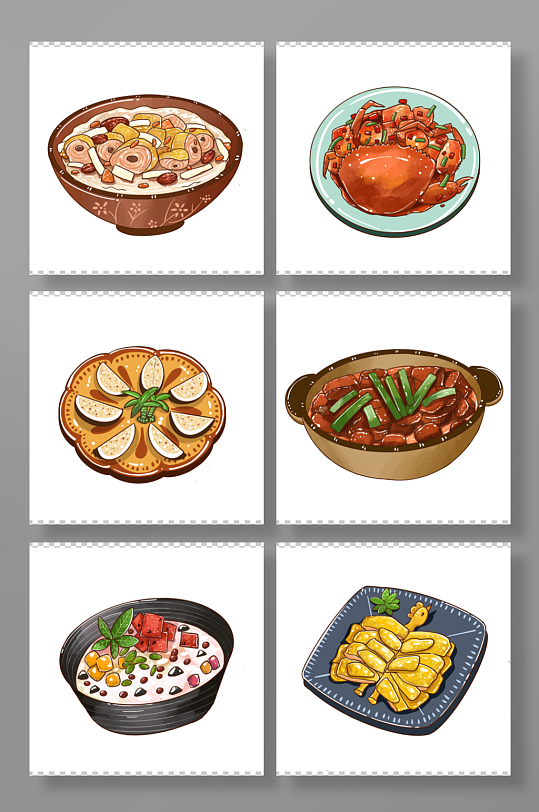 美味手绘海南特色美食元素插画