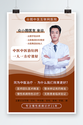 中医医院医疗专家坐诊宣传海报