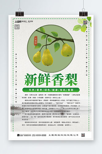 梨子水果宣传海报