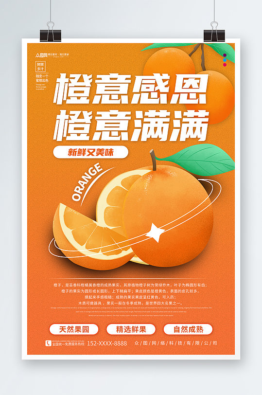 橙意满满新鲜橙子摄影图海报