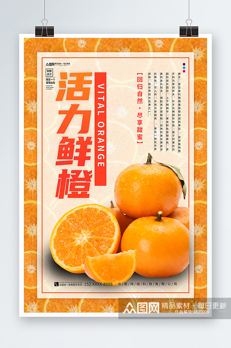 活力新鲜橙子摄影图海报素材