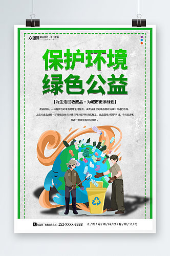 创意废物回收利用回收公益活动宣传海报