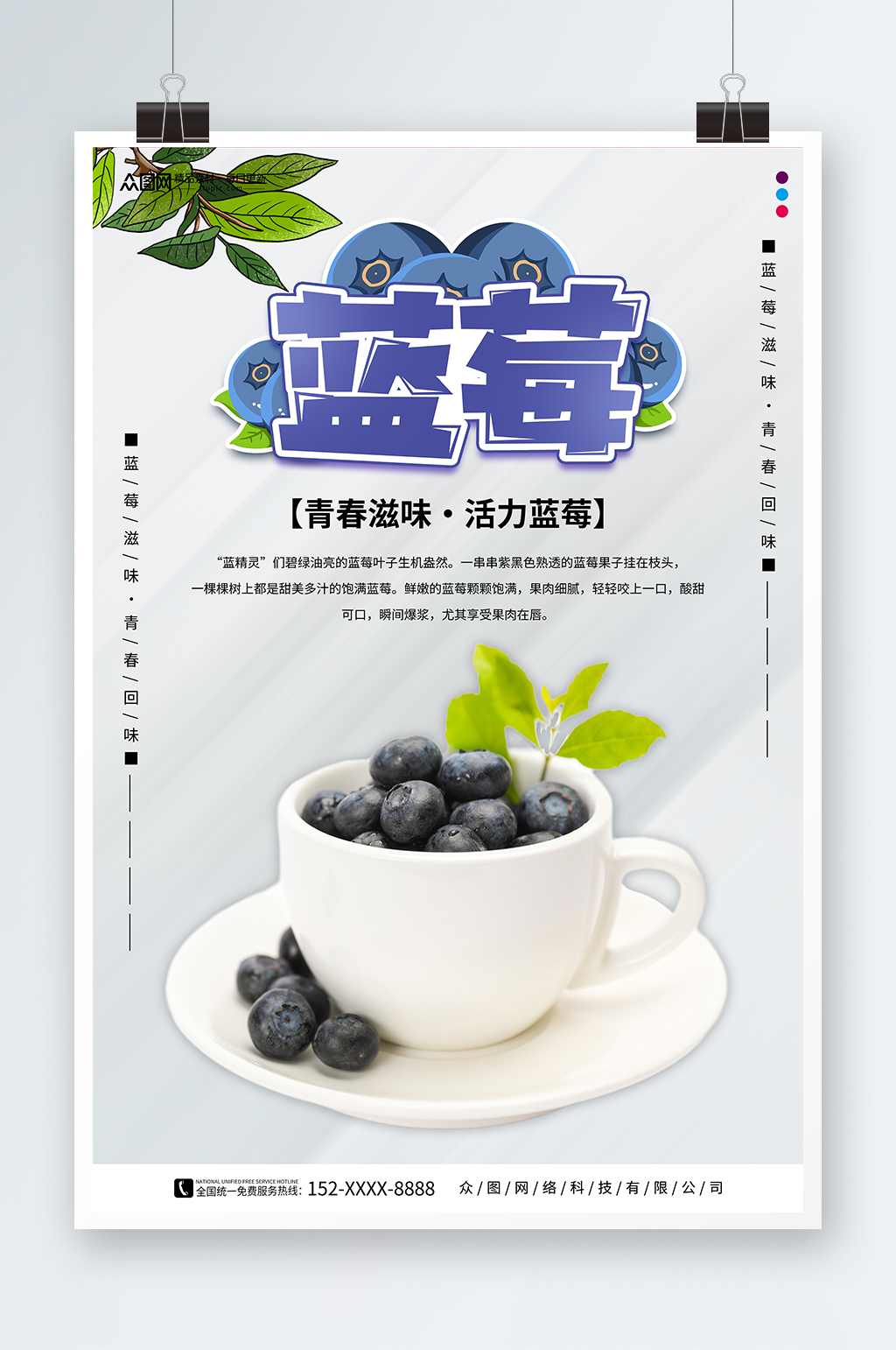 蓝莓水果店图片海报素材