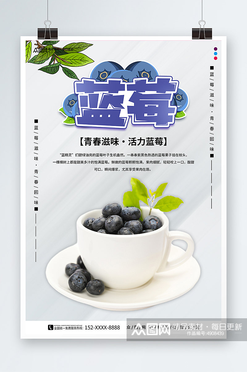 蓝莓水果店图片海报素材