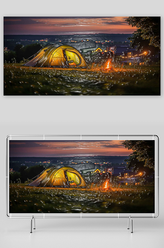 高清旅行帐篷横版背景图设计