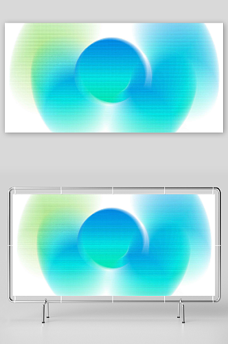 蓝色圆形横版背景图模板