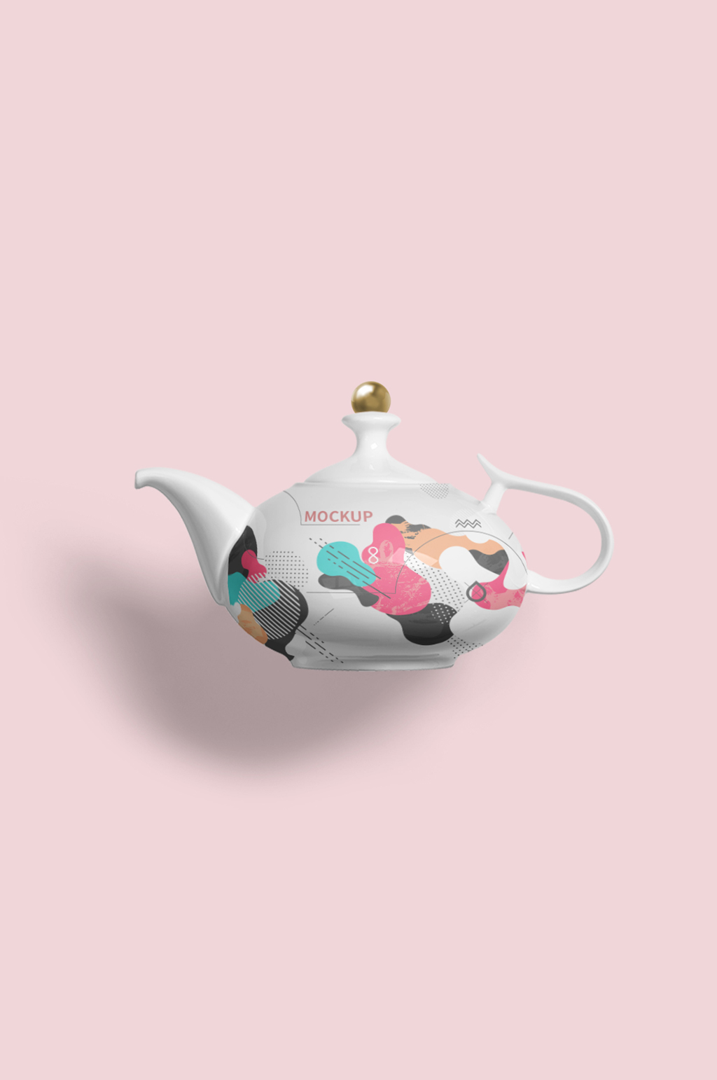 白色陶瓷茶壶样机素材