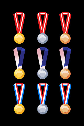 手绘东京奥运会奖牌一等奖金牌银铜牌元素