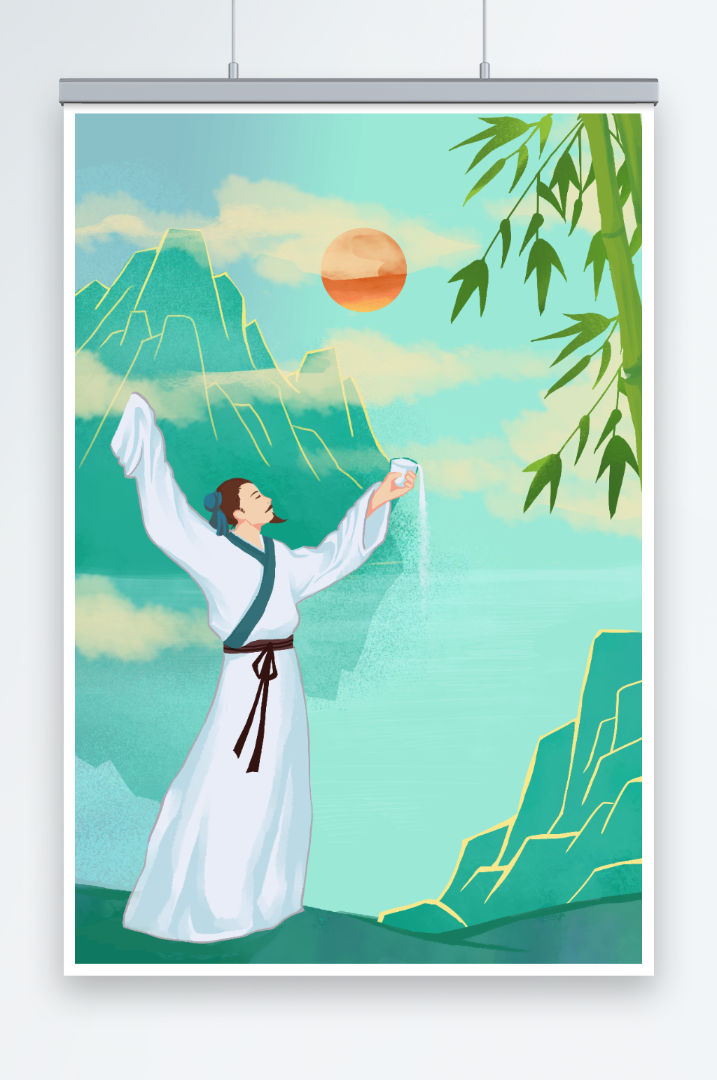 國潮風(fēng)古人端午節(jié)人物插畫素材