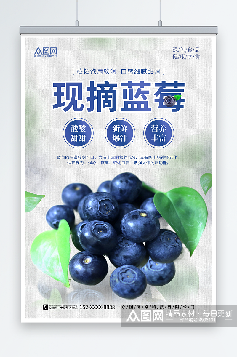酸甜蓝莓水果店图片海报素材