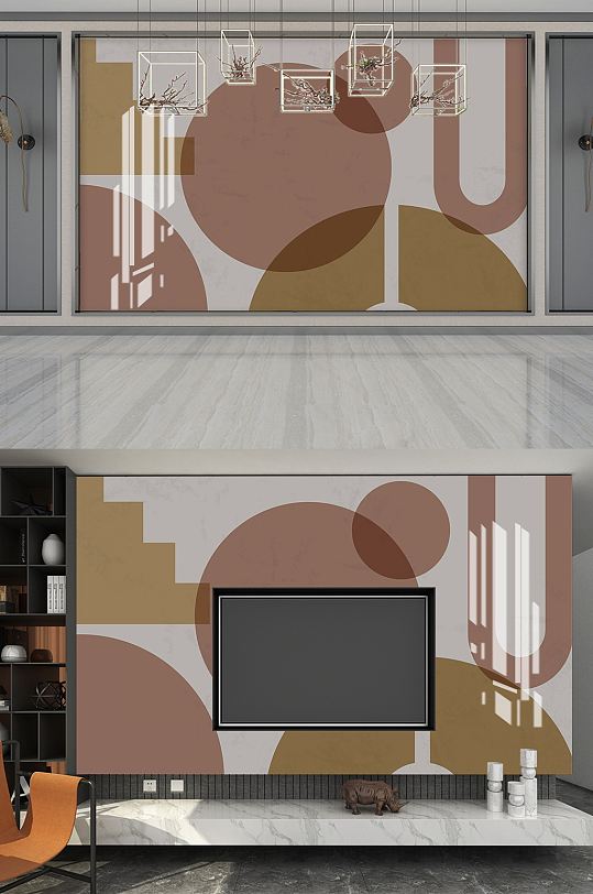 现代北欧几何背景墙-众图网