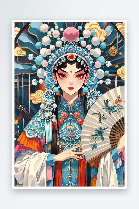 京剧国潮花旦人物插画