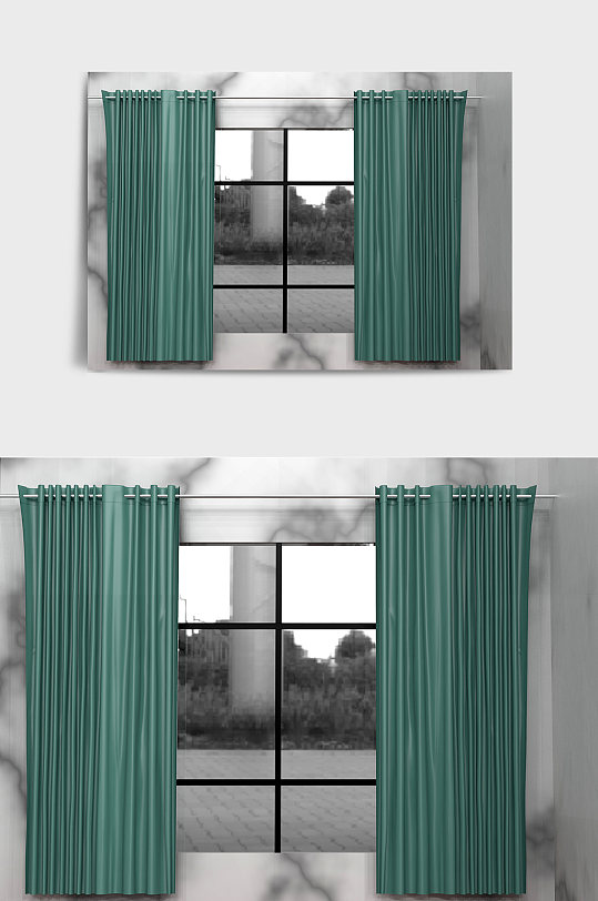 绿色家用窗帘C4D模型