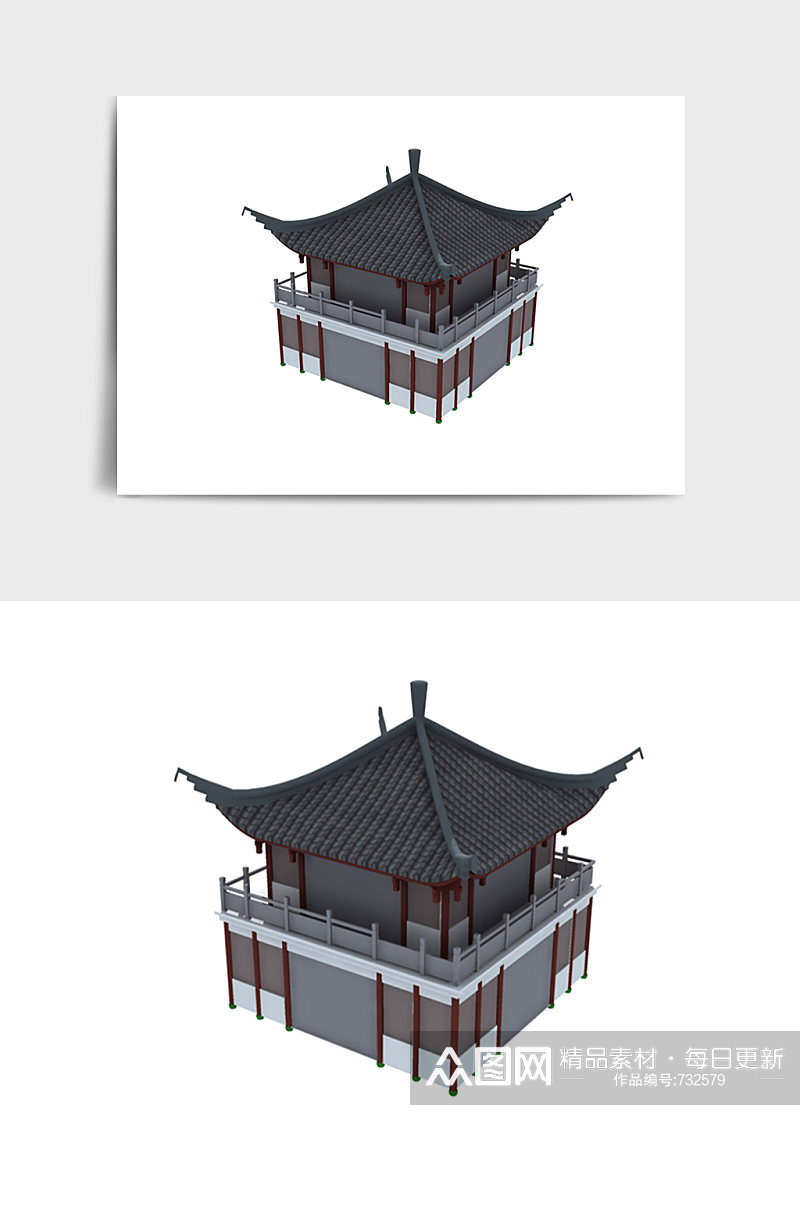 传统中式建筑楼房茶室3DMAX模型素材